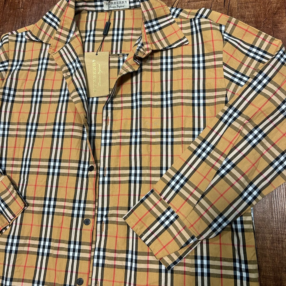 Burberry Checkered Shirt in Tan and Black